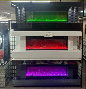 <span class=keywords><strong>Guanlong</strong></span> Glam Delux oro MDF madera espejo TV gabinete soportes de TV con chimenea decoración multicolor llamas y altavoz de diente azul - Product Image 3