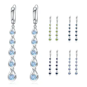 C1028 Abiding 2022 New Arrival Blue Topaz Peridot Mystic Quartz Natural Gemstone 925 Sterling Silver Dangle Earrings For Wedding