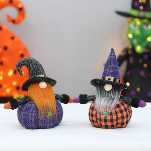 Muñeca de Tela de Calabaza de Halloween con Sombrero de Bruja y Barba Larga, Rellena de Algodón PP, Decoración de Escritorio para Uso en Interiores - Product Image 2