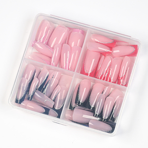 96 <span class=keywords><strong>Uñas</strong></span> Postizas Acrílicas Francesas por Caja, 4 Compartimentos, Rosa, Rojo, <span class=keywords><strong>Azul</strong></span>, Negro, Cuadradas, <span class=keywords><strong>Uñas</strong></span> Artificiales de Gel Suave, <span class=keywords><strong>Uñas</strong></span> Postizas <span class=keywords><strong>Cortas</strong></span> - Product Image 3