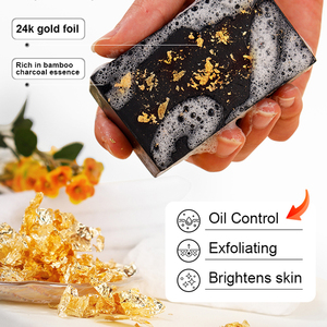 Jabón corporal de carbón de bambú con control de aceite al por mayor 24K oro hombres limpieza eliminación de acné jabón de baño natural hecho a mano para <span class=keywords><strong>piel</strong></span> negra - Product Image 1