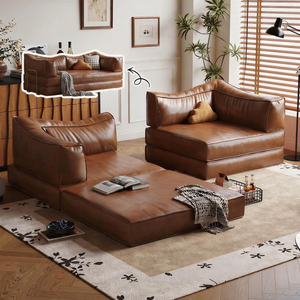 Divano Letto <span class=keywords><strong>Moderno</strong></span> in Pelle Cerata Pieghevole Integrato per Doppio Uso, Ideale per Appartamenti e Piccoli <span class=keywords><strong>Soggiorni</strong></span> in Centri Commerciali - Product Image 2