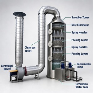 Depurador Húmedo de Acero Inoxidable de Alta Eficiencia para Plantas Químicas, Eliminación de Gases Ácidos y COV, Directo de Fábrica - Product Image 3