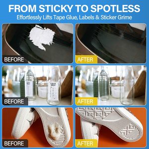 Décapant adhésif <span class=keywords><strong>pour</strong></span> enlever les résidus d'étiquettes, de rubans, de colle, de chewing-gum, de mastic, nettoyant <span class=keywords><strong>pour</strong></span> colle avec grattoir, fonctionne sur le verre, le vinyle, le métal - Product Image 3