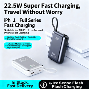 Batería Externa Portátil Mini de 20000mAh con 2 Cables Integrados, Carga Rápida PD de 22.5W, Pantalla Digital para Viajes y Actividades al Aire Libre - Product Image 3