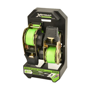 Factory 2PK 25mm 10ft 1500Lbs Correa de amarre de trinquete retráctil automático con ganchos en S 100% Poliéster autorretráctil - Product Image 1