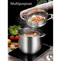 Marmite à soupe en acier inoxydable 304 avec vapeur et couvercle en verre cuiseur à pâtes multi-fonction marmite à Double chaudière ustensiles de cuisine