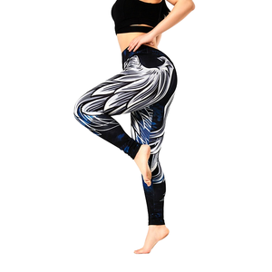 Pantalon de yoga et de sport pour femme, taille haute élastique, coupe longue, motif Ailes d'ange, séchage rapide, grande taille, idéal pour l'entraînement et la gym - Product Image 1