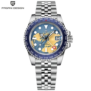 Montre mécanique pour homme PAGANI DESIGN 1758 New Japan NH34 GMT, luxe, verre saphir, automatique, étanche, acier inoxydable. - Product Image 1