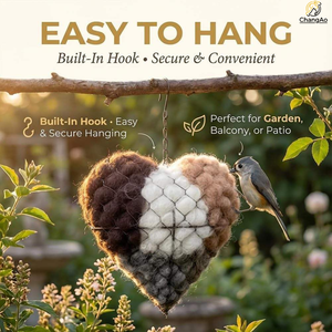 Nichoir en forme de cœur avec logo personnalisé, fabrication artisanale en fer, nid d'oiseau suspendu, fibre d'alpaga, décoration de jardin écologique, toutes saisons - Product Image 4