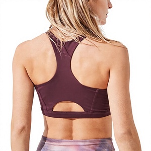 FREANDY SPORTS Sujetador deportivo tipo racerback para mujer, lavanda, cuello en U, 100% algodón, ligero y transpirable, soporte medio, top de yoga - Product Image 2