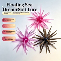 Vente en gros d'appâts artificiels souples en TPE bionique haute élasticité, imitation oursin flottant, pour la pêche au bar, de taille moyenne à grande, perforés, sans hameçons