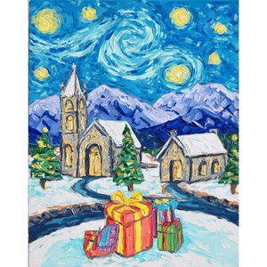 CHENISTORY - Pintura por Números DIY, <span class=keywords><strong>Paisaje</strong></span> Nevado Navideño, Cuadro por Números, Regalo, Pintura Acrílica, Decoración de Pared Hecha a Mano - Product Image 1