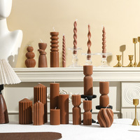 Bougie en cire de soja créative de forme géométrique, marron torsadée et côtelée, pour la décoration de table de mariage ou de la maison