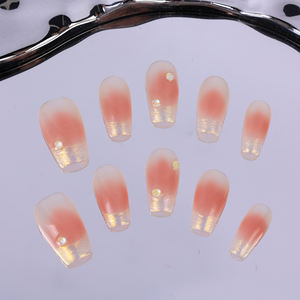 Faux ongles à presser faits main, couvrance totale, forme cercueil longue, en acrylique de luxe, avec French manucure et papillons 3D, haute qualité, pour vente en gros - Product Image 2