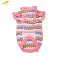 Pull en tricot pour animaux de compagnie JANYO avec motif rayé personnalisé, décoration florale 3D, col à volants mignon, vêtements chauds d'hiver pour chiots