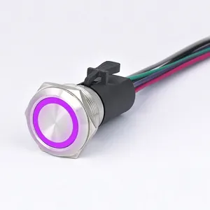 LED Color Customizable Metal illuminated Push Button Switch For DIY Project, Car, Marine
