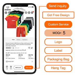 Set di <span class=keywords><strong>Abbigliamento</strong></span> Estivo per Bambini con Logo Personalizzato, Completo Streetwear per Ragazzi, Set Due Pezzi con T-Shirt Stampata e Pantaloncini - Product Image 6