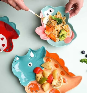 Cuenco de dinosaurio de dibujos animados, <span class=keywords><strong>vajilla</strong></span> saludable de <span class=keywords><strong>cerámica</strong></span>, ensaladera con personalidad, platos para niños, plato para aperitivos, <span class=keywords><strong>vajilla</strong></span>, juego de cena - Product Image 4