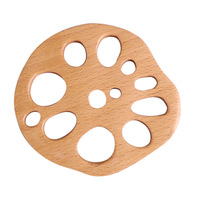 Sous-verre en bois de hêtre, tranche de racine de lotus, support de tasse résistant à la chaleur, dessous de tasse créatif en bois pour café et thé