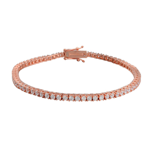 Bracciale Tennis <span class=keywords><strong>in</strong></span> <span class=keywords><strong>Argento</strong></span> Sterling <span class=keywords><strong>925</strong></span> Placcato Oro Bianco con Zirconi Blu da 2,5mm per Donne - Product Image 3