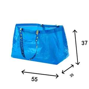 पर्यावरण के अनुकूल पुन: प्रयोज्य कस्टम लोगो भारी शुल्क बड़े नीले पीपी बुना शॉपिंग आगे बढ़ भंडारण आयोजक के लिए संभाल के साथ बैग ले जाना