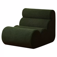 Fauteuil lounge individuel vert foncé de style italien minimaliste, canapé modulaire moderne en tissu velours pour usage hôtelier, contemporain