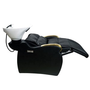 Fauteuil de lavage semi-inclinable moderne pour salon, lit de lavage blanc rembourré, station de lavage de cheveux, mobilier de spa - Product Image 5