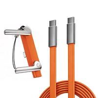Câble de charge en silicone pliable 240W ODM OEM avec support pour téléphone et tablette, câble de charge rapide USB C vers USB C avec support