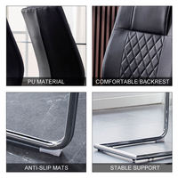 Chaises de salle à manger contemporaines de luxe en cuir PU à hauteur fixe avec design moderne et pieds en chrome pour la maison et l'hôtellerie