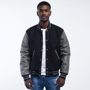 Blousons universitaires personnalisés à fermeture éclair pour hommes, style barbier, hiver 2023, vente en gros, chinois, pas cher, avec logo personnalisé - Product Image 1