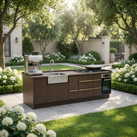 Armoires de cuisine modulaires en acier inoxydable, finition laquée acrylique, design moderne, brillant, garantie 1 an, résistance aux intempéries supérieure