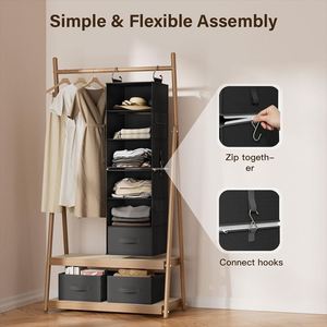 <b>Wardrobe</b> Nursery Baby Clothes Organizer Black Hanging Closet Storage Shelf - Product Image 5