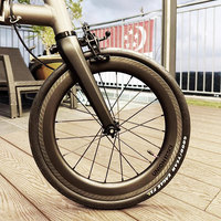 Vélo pliant Union Jack avec jeu de roues en fibre de carbone 16 pouces 349 roues 7 vitesses moyeux céramiques à cliquet finition mate 24/20 rayons pour