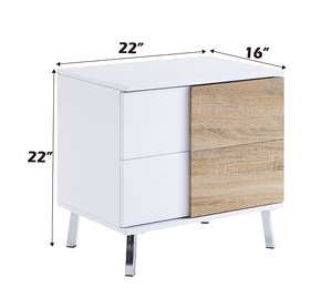 White High Gloss Finish Contemporary Wood Adjustable Bedroom End Table - Product Image 4