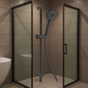 Riel de Ducha Deslizante Completo en Negro Mate, 17 cm de Longitud, 75.8 cm de Altura, con Ducha de Mano para Baño - Product Image 3