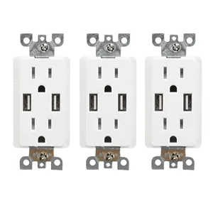 15-Amp plugs usb tomada do Carregador Resistente À Violação Duplex Receptáculo USB placa de parede tomada com tampa de rosca