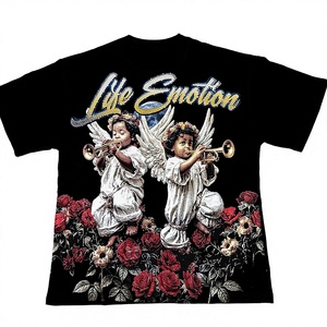 Proveedor de Moda: Ropa Masculina de Diseñador con Estampado de Ángel, al por Mayor, de Alta Calidad, Estilo Gótico, 100% Algodón - Product Image 3