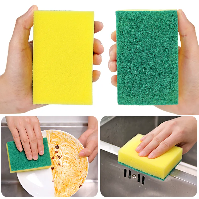 10*7*3cm 1620 dichte reinigungsschwamm reinigungsplatte polyester polyurethan gelb grün küche und hausreinigung geschirrspülen