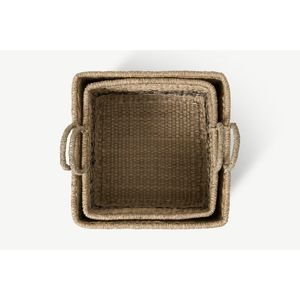 Handwoven <b>Rectangular</b> Seagrass Storage <b>Basket</b> With Handles Natural Classic Style Shelf Organizer Direct Vietnam Supplier - Product Image 2