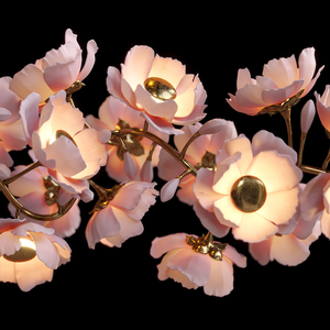 Lustre moderne personnalisé de style Zhongshan, motif floral pivoine, branches en céramique et cuivre, pour salon et <span class=keywords><strong>hôtel</strong></span> - Product Image 1