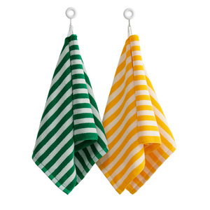 Serviette de cuisine rayée en coton peigné 40x90 cm, absorbante, douce, pour usage domestique, rectangulaire, lavable en machine - Product Image 1