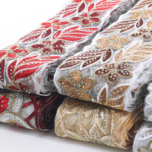 Nhà Sản Xuất Rhinestone Ren Thêu Đám Cưới Vải Cho Váy Cưới <span class=keywords><strong>Sequin</strong></span> Thêu Sáng Bóng Kim Cương Ren Vải - Product Image 3