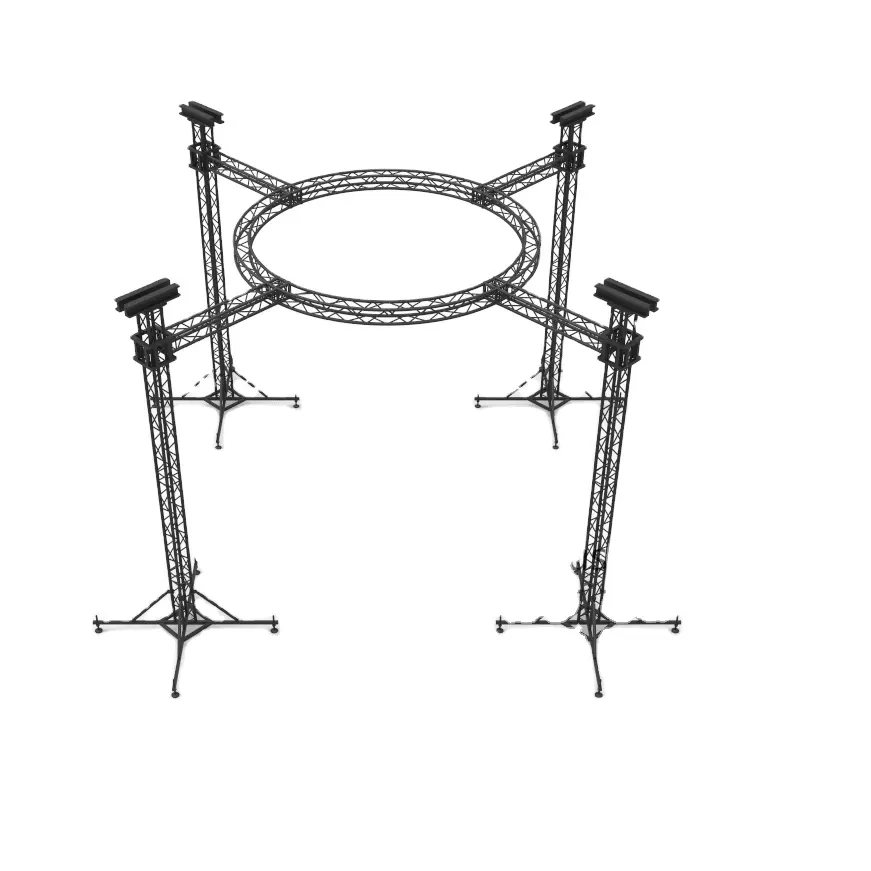 XY truss perusahaan bundar 3m mudah pengaturan pameran digunakan peninggi panggung Stan bar aluminium dj pencahayaan truss untuk dijual