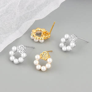 2025 New Arrival 925 Sterling <b>Silver</b> Korean Style Floral Mother of <b>Pearl</b> Stud <b>Earrings</b> for Women - Wholesale - Product Image 1