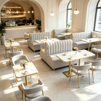 Ensemble de tables et de chaises de restaurant en métal modernes et durables, personnalisées en usine, pour la restauration en plein air, les hôtels et les cafés