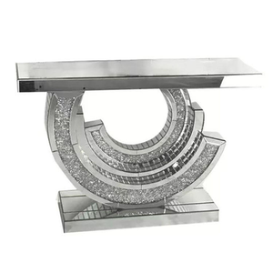 Modern Luxury Silver Living Room Console <b>Table</b> Shattered Crystal Diamond Bent Glass <b>Mirror</b> Handmade Home Furniture for Entryway - Product Image 2