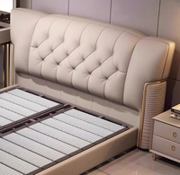 Meubles de chambre à coucher de luxe, lit plateforme en cuir et bois, ensemble de lit king size
