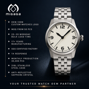 Montre-bracelet automatique pour homme, cadran crème, 40 mm, chiffres lumineux, acier inoxydable, Relogio Masculino, Business Men - Product Image 1