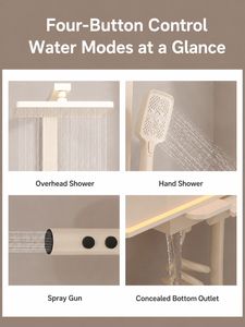 Ensemble de douche mural moderne en aluminium avec affichage LED de la température, mitigeur chaud/froid, 4 fonctions, pour cuisine extérieure - Product Image 5